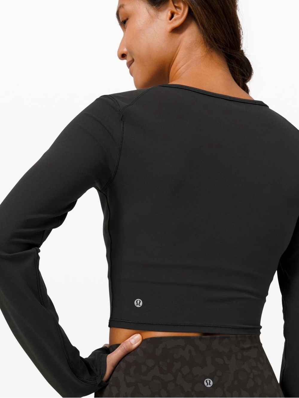 lululemon athletica Black Long-Sleeve Cropped Performance Top